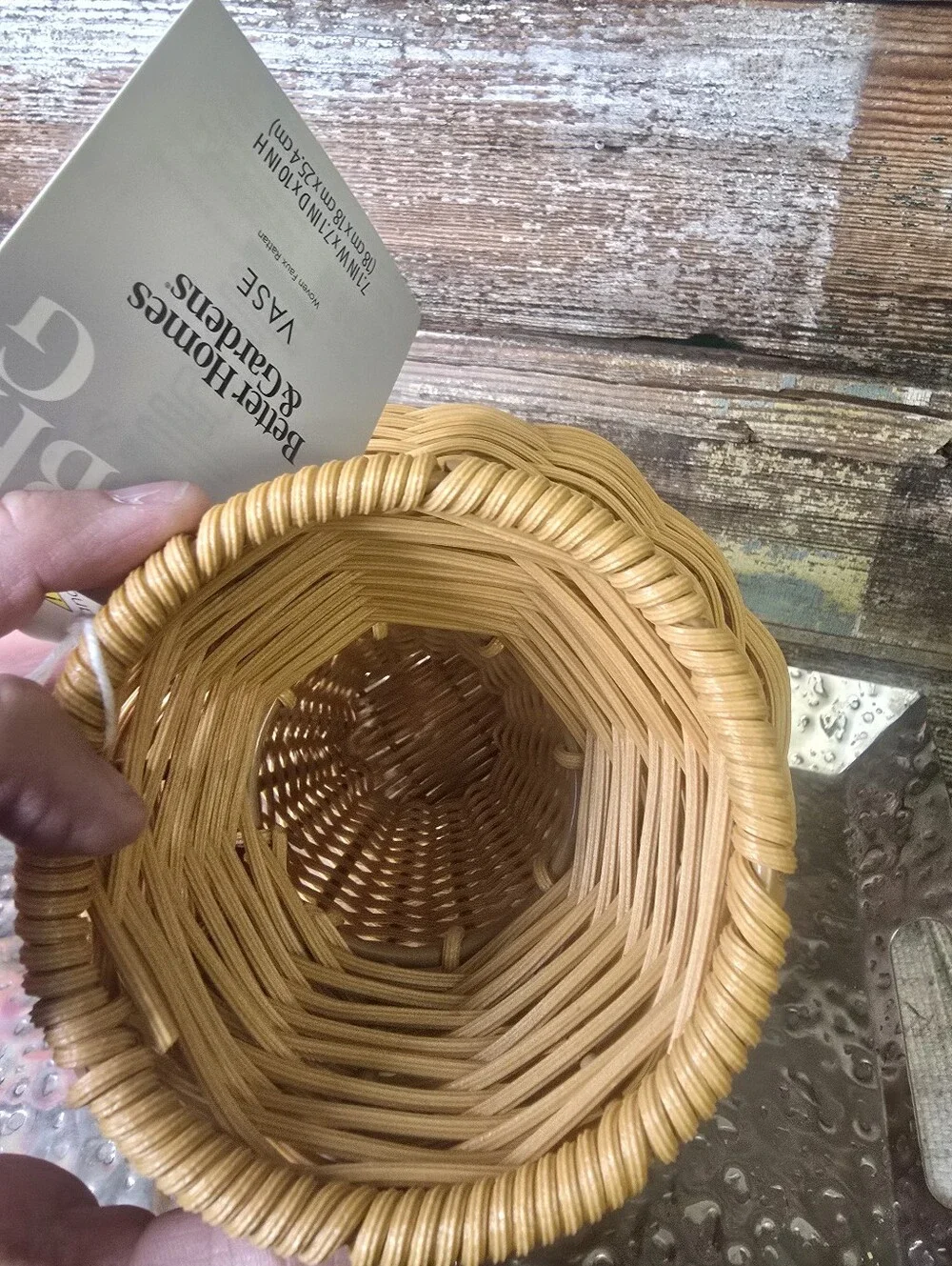 Better Homes & Gardens Handwoven Rattan Vase Boho Decor NWT